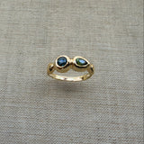 Delphi Toi et Moi Ring, Blue & Green Sapphire in Solid 14k Gold - Dea Dia