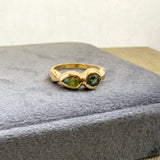 Delphi Toi et Moi Ring, Blue & Green Sapphire in Solid 14k Gold - Dea Dia