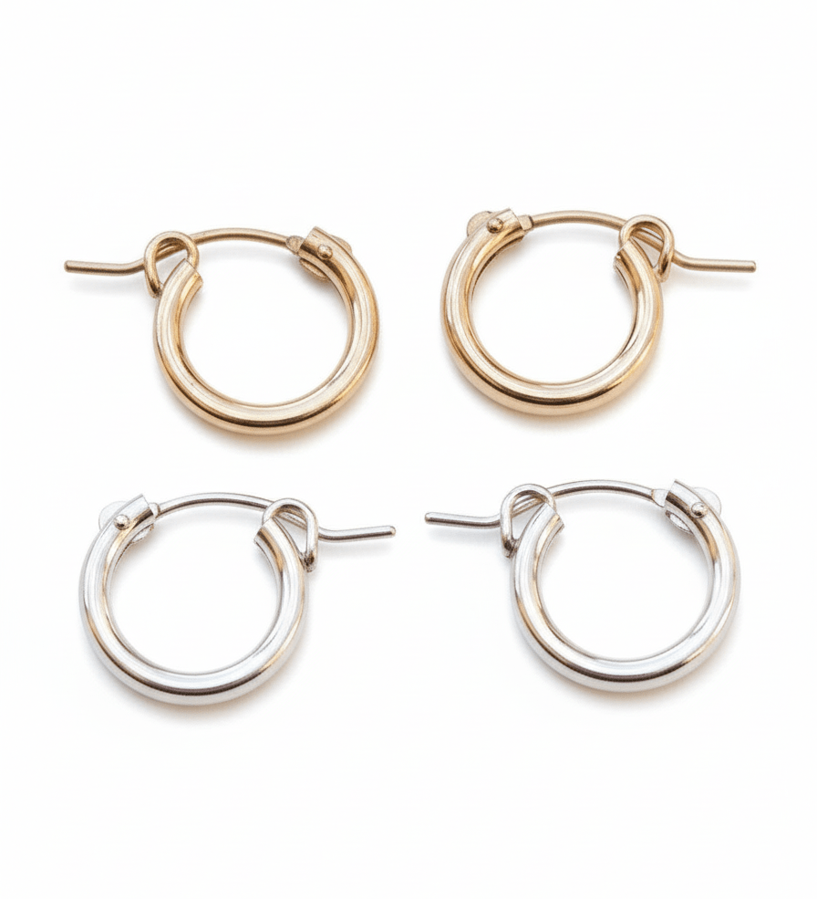 Everyday Gold and Silver Click Hoop Earrings - Dea Dia