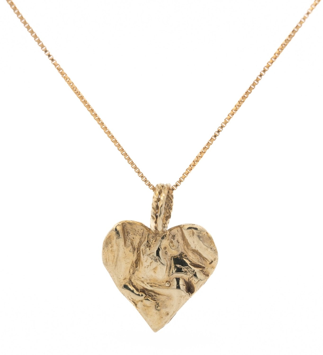 Gold Heart Rock Necklace - Chain or Leather - Dea Dia