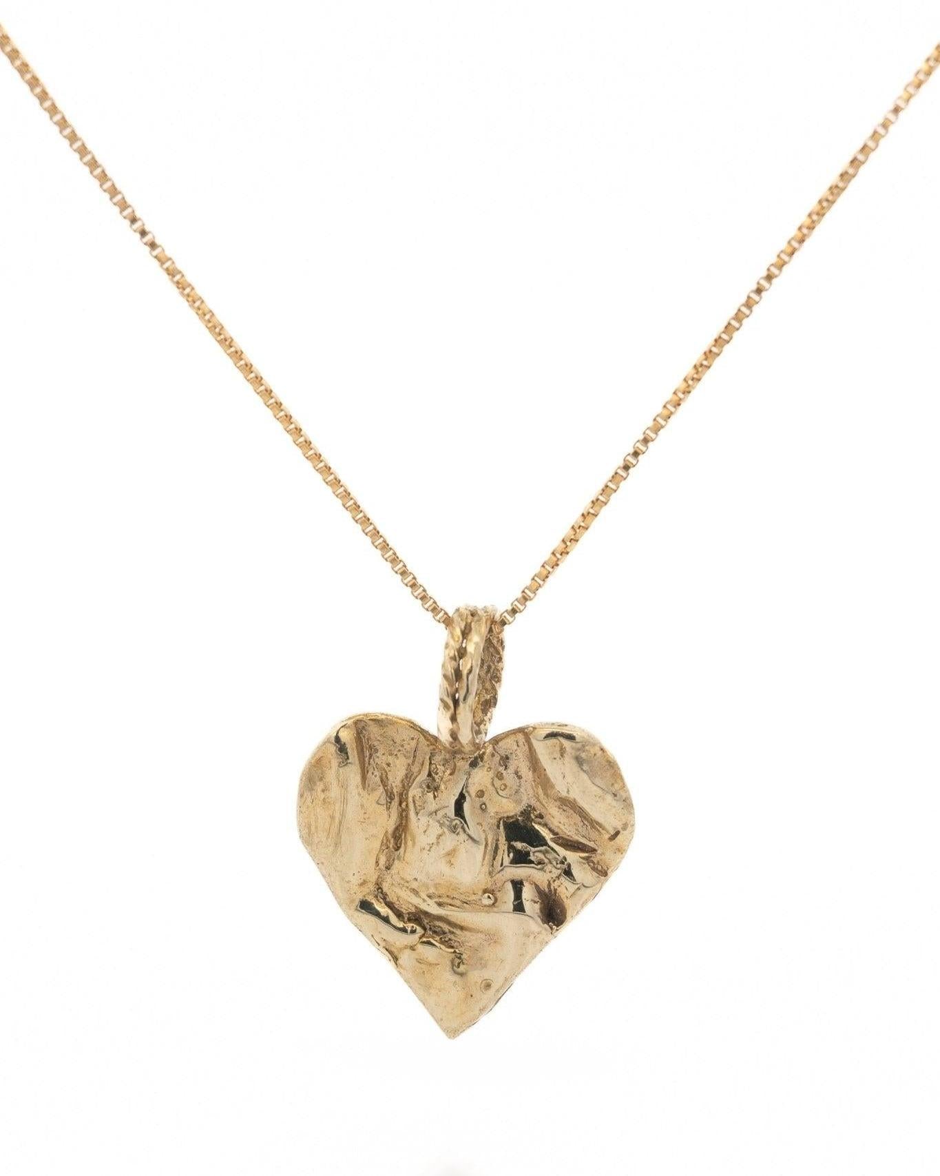 Gold Heart Rock Necklace - Chain or Leather - Dea Dia