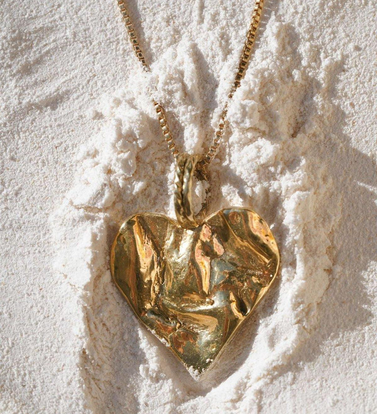 Gold Heart Rock Necklace - Chain or Leather - Dea Dia