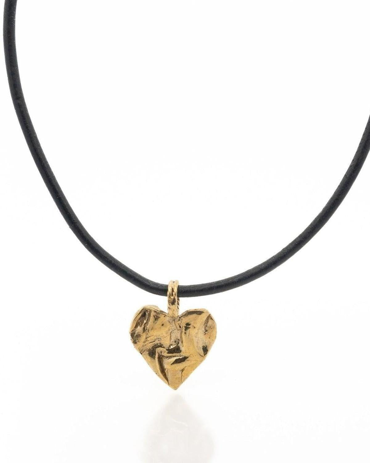 Gold Heart Rock Necklace - Chain or Leather - Dea Dia