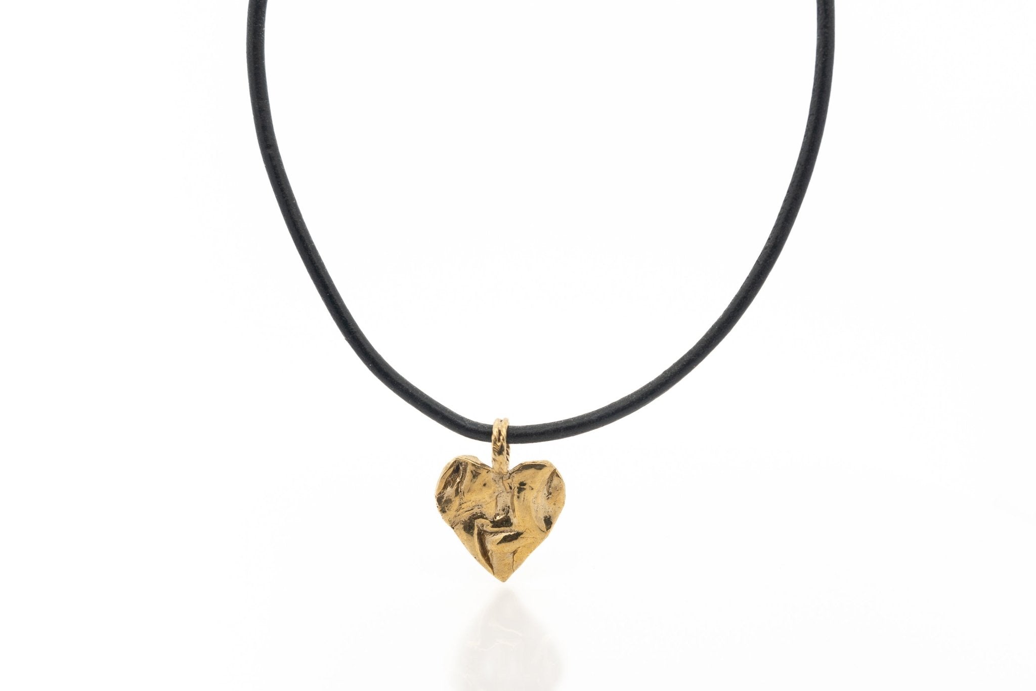 Gold Heart Rock Necklace - Chain or Leather - Dea Dia