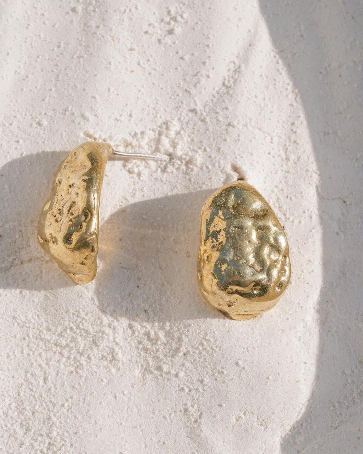 Gold Nugget Dome Earrings - Dea Dia