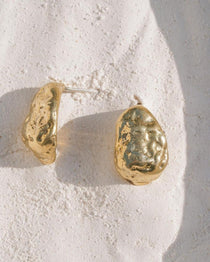 Gold Nugget Dome Earrings - Dea Dia