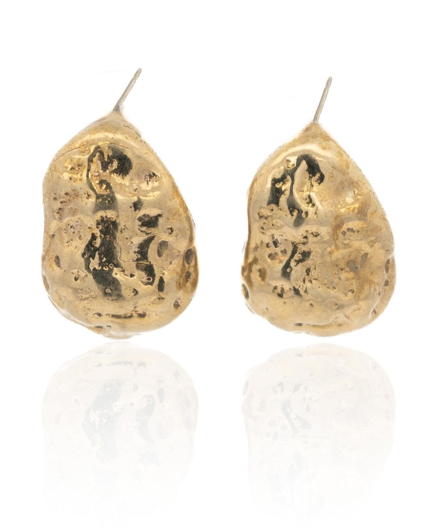 Gold Nugget Dome Earrings - Dea Dia