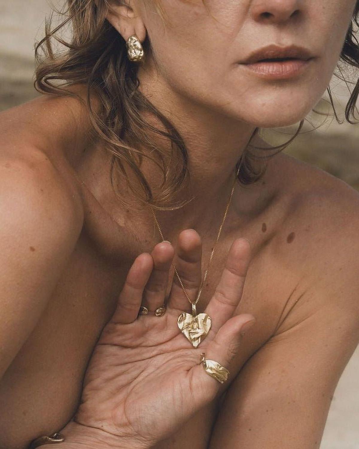 Gold Nugget Dome Earrings - Dea Dia