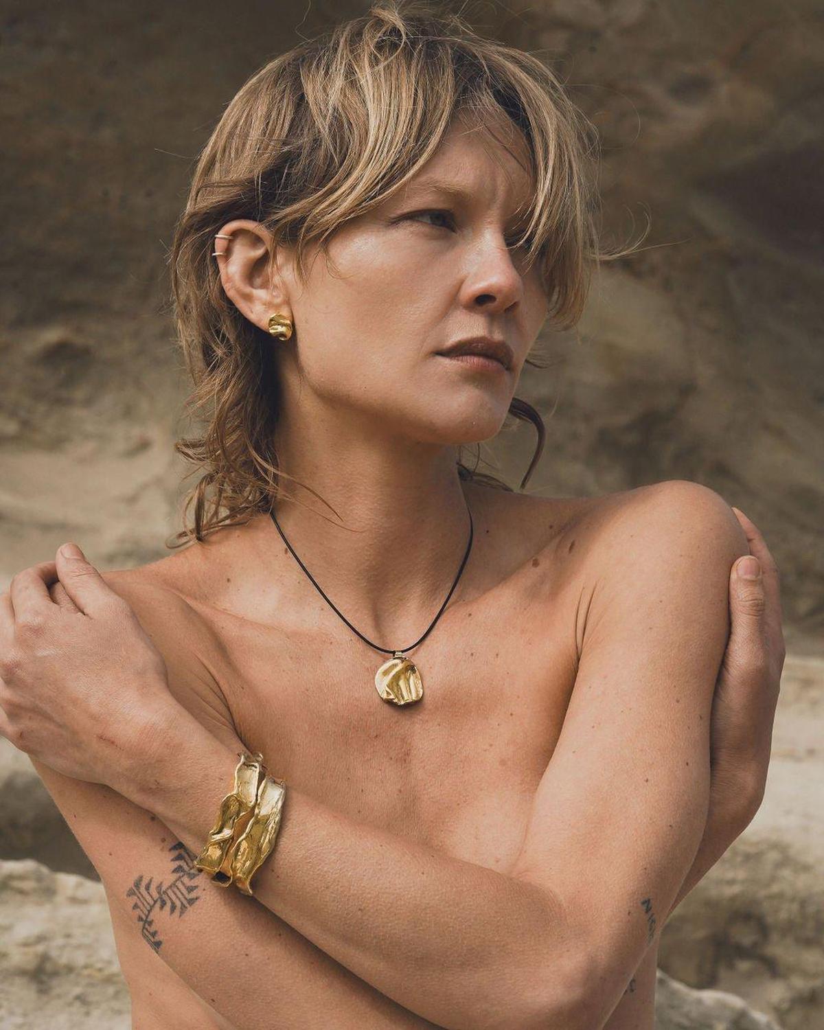 Gold Panamint Folded Pendant Necklace - Chain or Leather Cord - Dea Dia