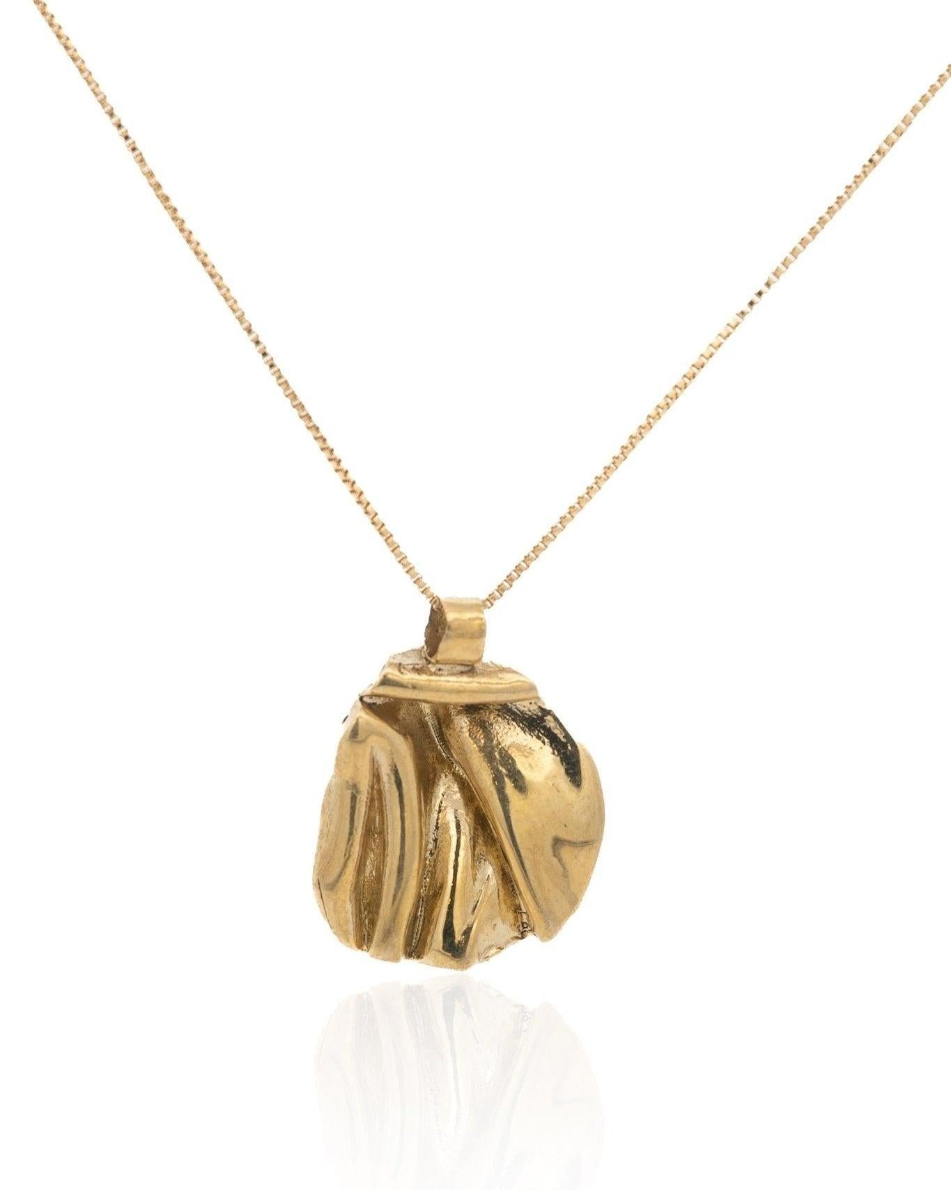 Gold Panamint Folded Pendant Necklace - Chain or Leather Cord - Dea Dia