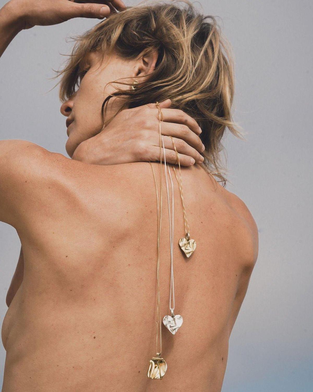 Gold Panamint Folded Pendant Necklace - Chain or Leather Cord - Dea Dia
