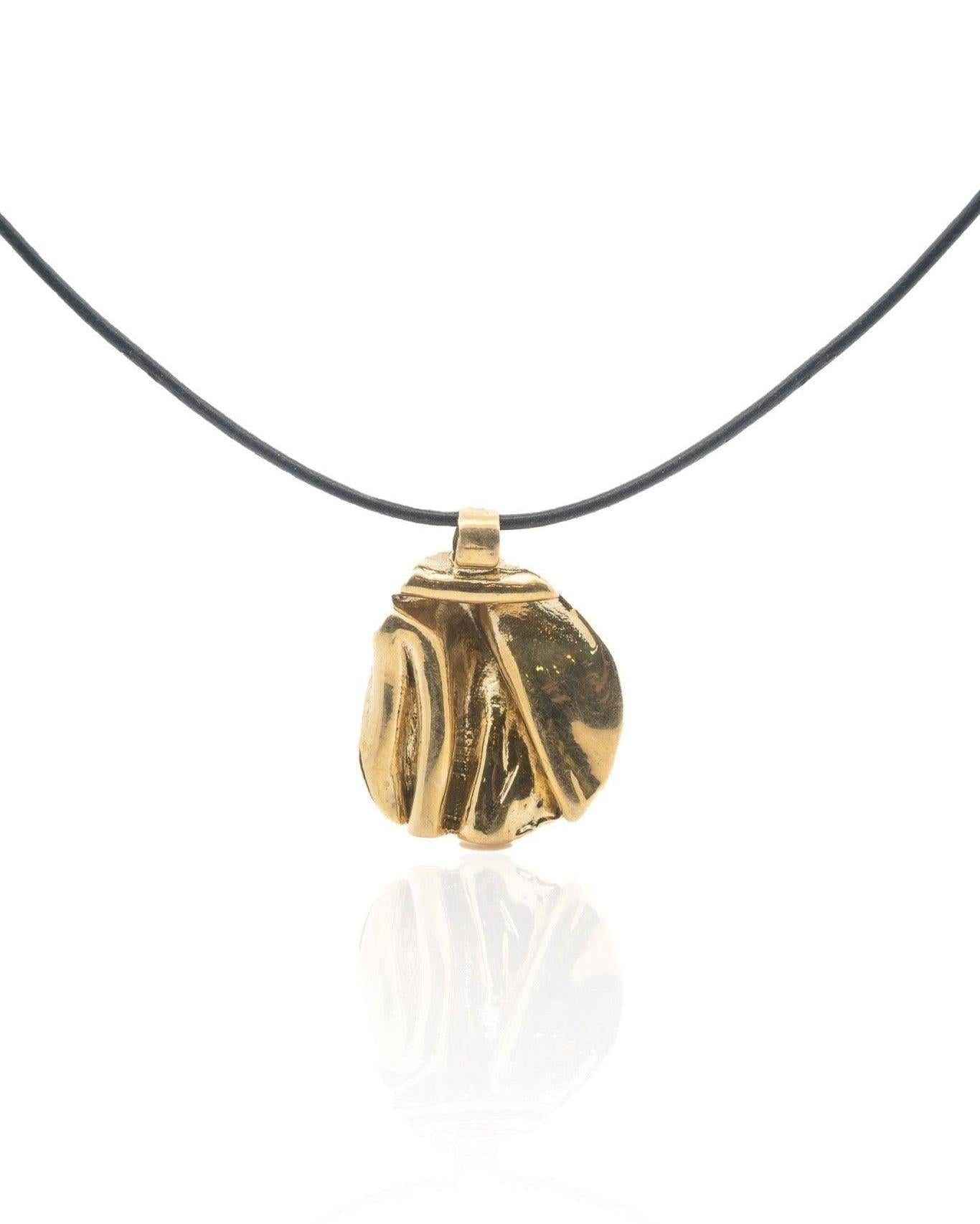 Gold Panamint Folded Pendant Necklace - Chain or Leather Cord - Dea Dia