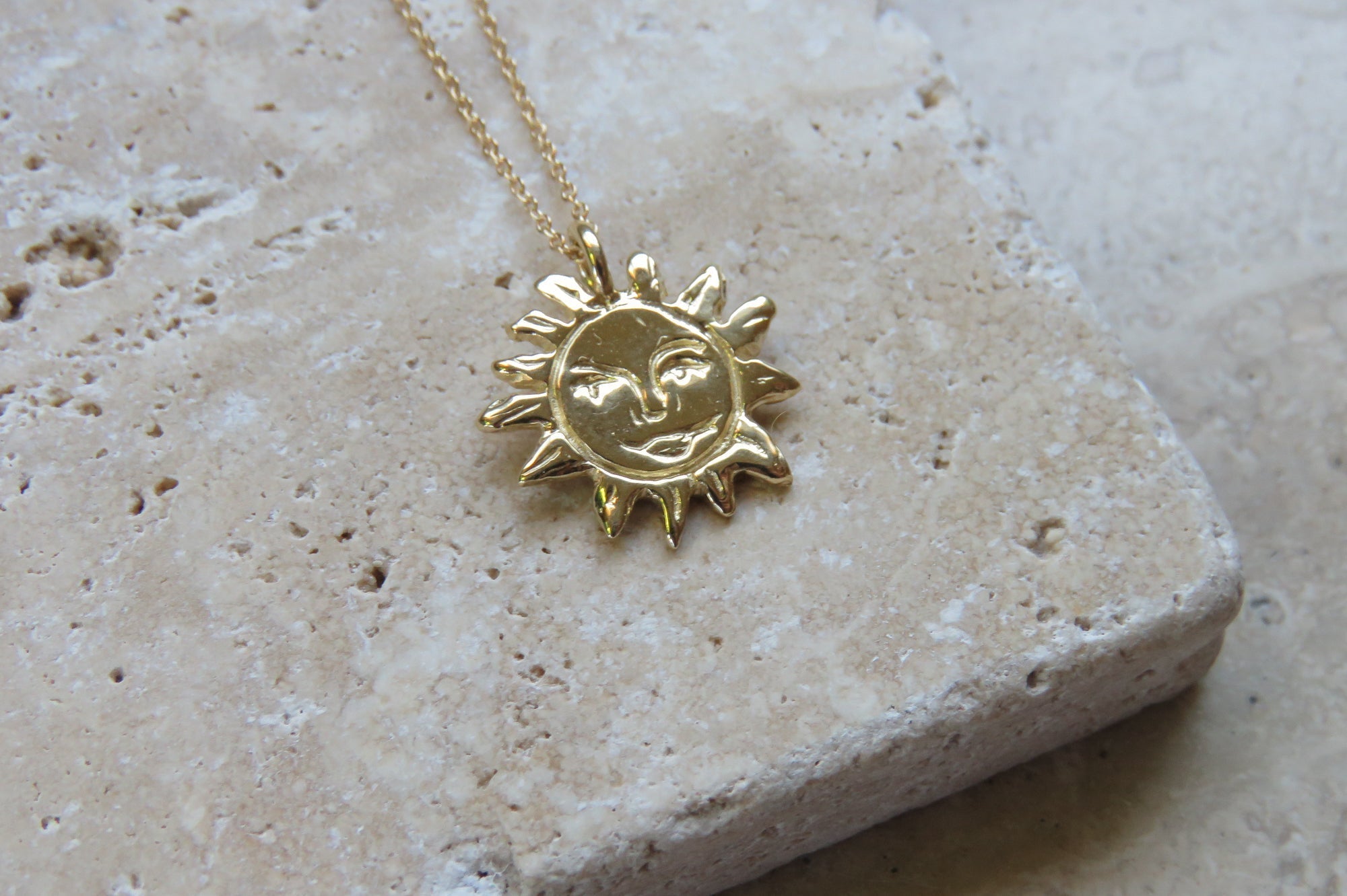 Golden Sun Charm Talisman Necklace - Gold Plated - Dea Dia