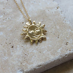 Golden Sun Charm Talisman Necklace - Gold Plated - Dea Dia