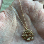 Golden Sun Charm Talisman Necklace - Gold Plated - Dea Dia