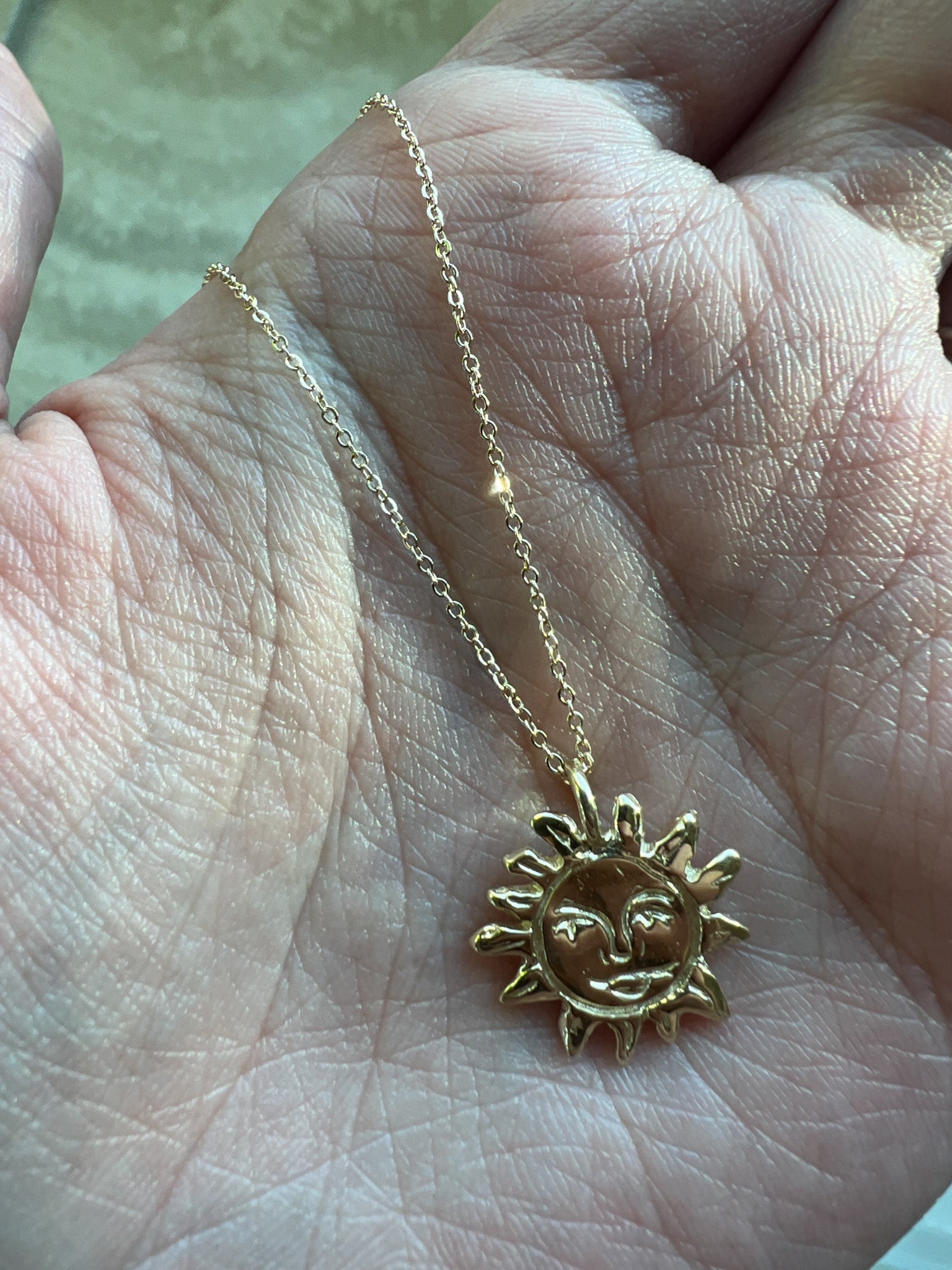 Golden Sun Charm Talisman Necklace - Gold Plated - Dea Dia