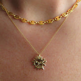 Golden Sun Charm Talisman Necklace - Gold Plated - Dea Dia