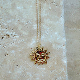 Golden Sun Charm Talisman Necklace - Gold Plated - Dea Dia