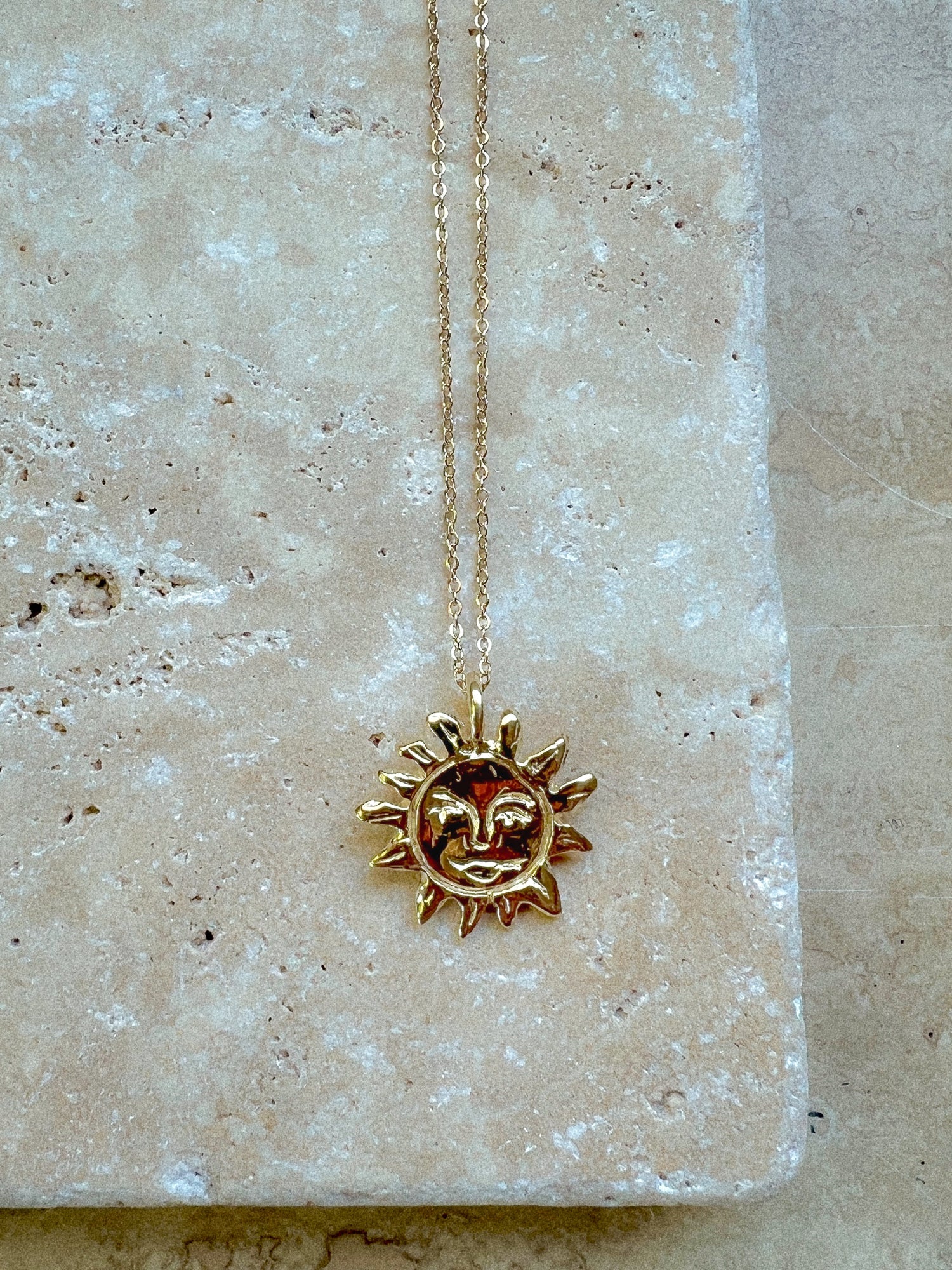 Golden Sun Charm Talisman Necklace - Gold Plated - Dea Dia