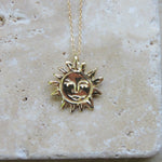 Golden Sun Charm Talisman Necklace - Gold Plated - Dea Dia