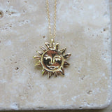 Golden Sun Charm Talisman Necklace - Gold Plated - Dea Dia