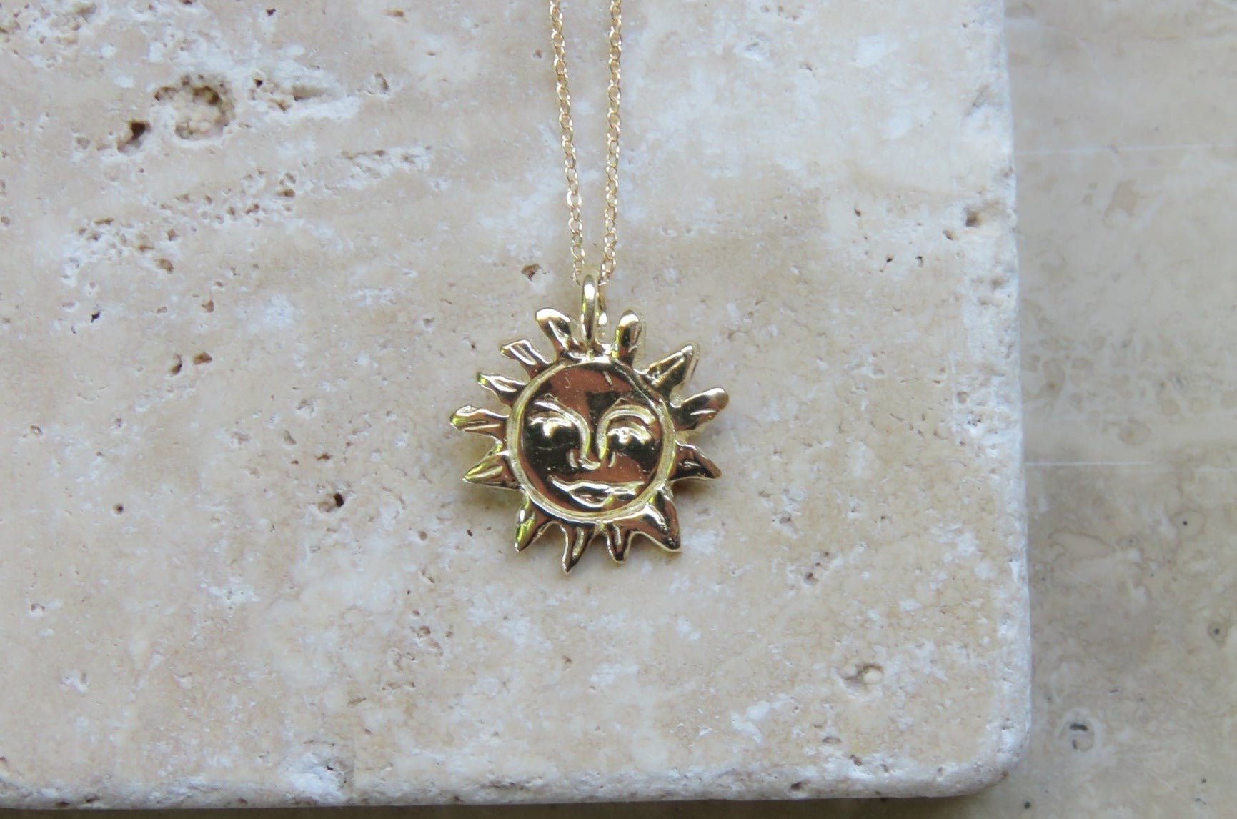 Golden Sun Charm Talisman Necklace - Gold Plated - Dea Dia