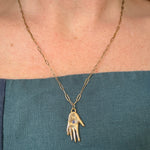 Hand Talisman Charm, Purple Opalescent Sapphire in Solid 14k Gold - Dea Dia