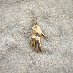 Hand Talisman Charm, Purple Opalescent Sapphire in Solid 14k Gold - Dea Dia