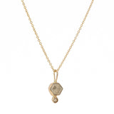 Minimalist Dainty Rose Cut Hexagon Diamond Necklace, 14k Yellow Gold - Dea Dia