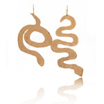 Mismatched Gold Snake Earrings with Hammer Texture - Dea Dia