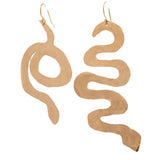 Mismatched Gold Snake Earrings with Hammer Texture - Dea Dia