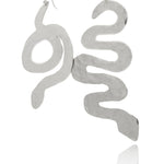 Mismatched Silver Snake Earrings with Hammer Texture - Dea Dia