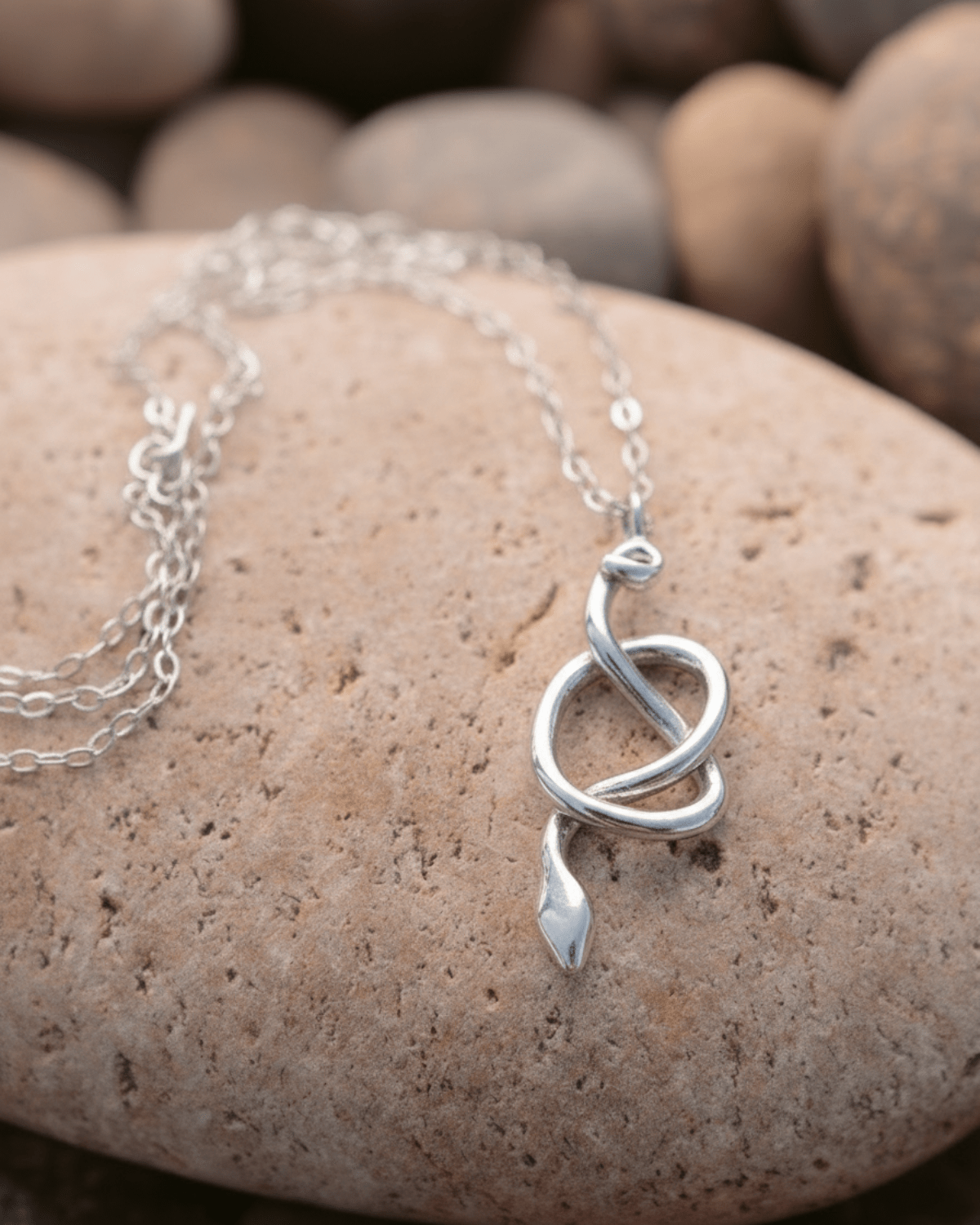 Nyoka Silver Knotted Snake Necklace - Dea Dia