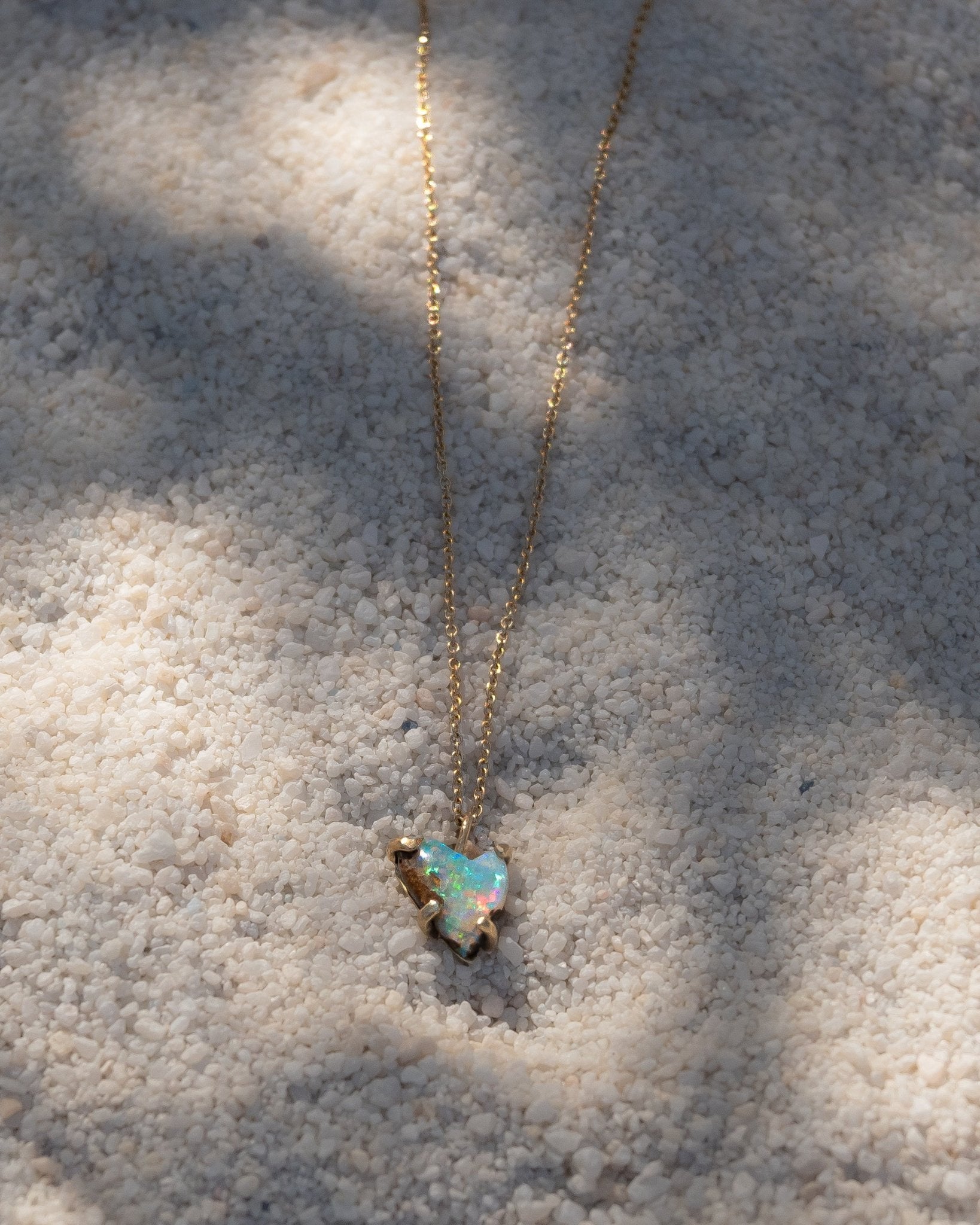 One of a Kind 14k Boulder Opal Heart Charm - Dea Dia