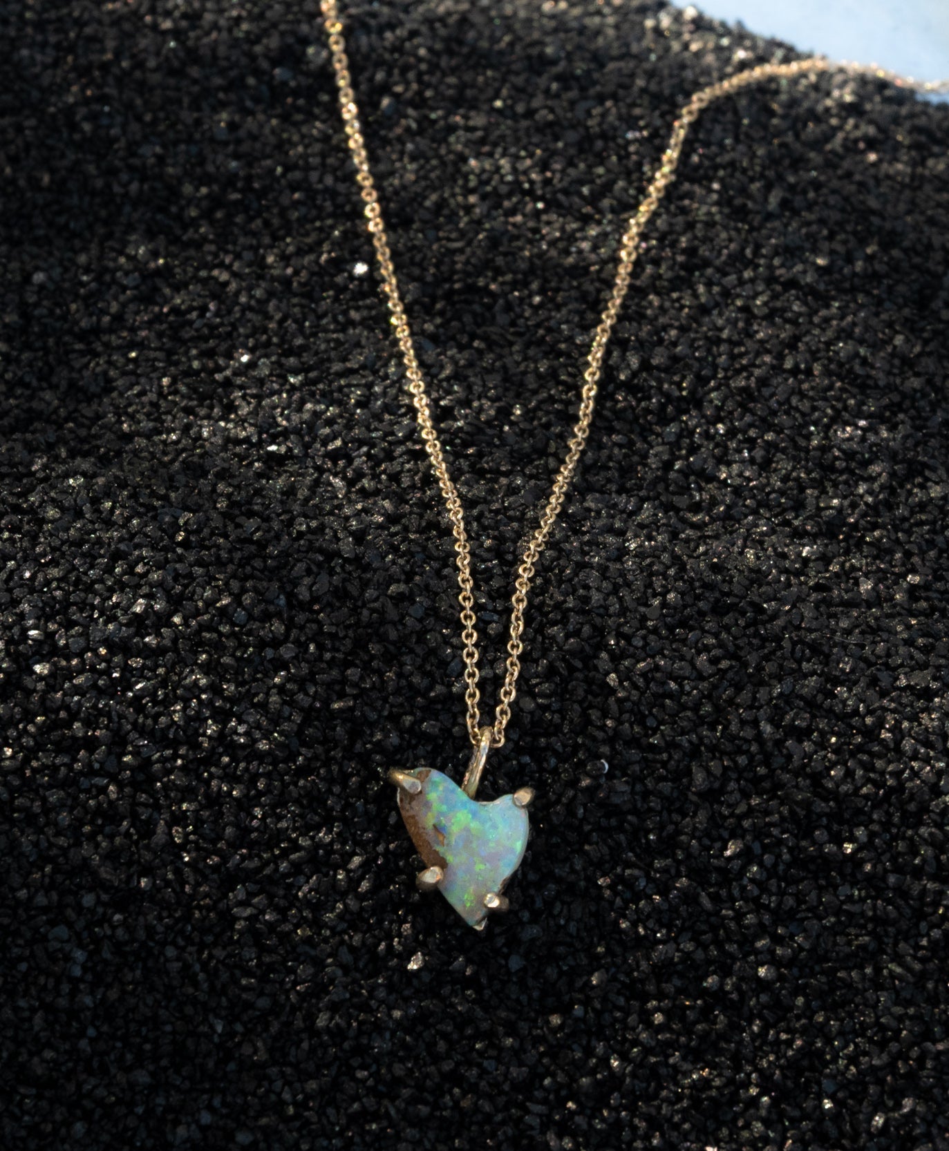 One of a Kind 14k Boulder Opal Heart Charm - Dea Dia