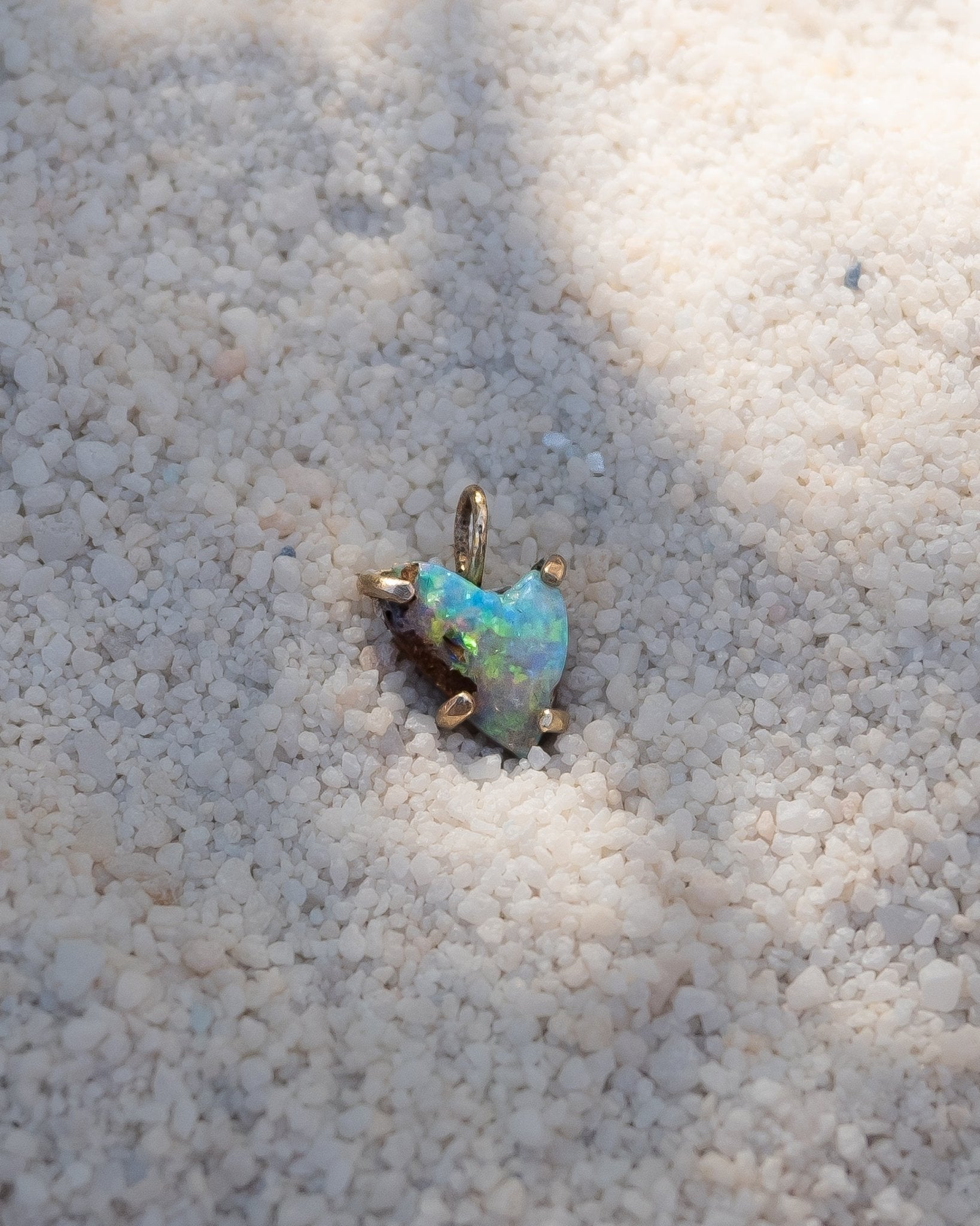 One of a Kind 14k Boulder Opal Heart Charm - Dea Dia