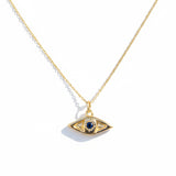 One of a Kind 14k Evil Eye Talisman with Blue Sapphire - Dea Dia