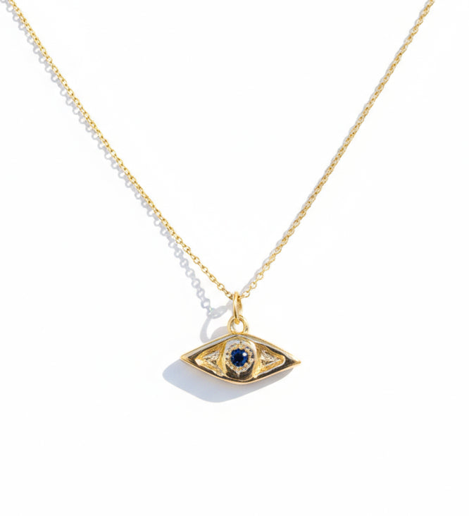 One of a Kind 14k Evil Eye Talisman with Blue Sapphire - Dea Dia