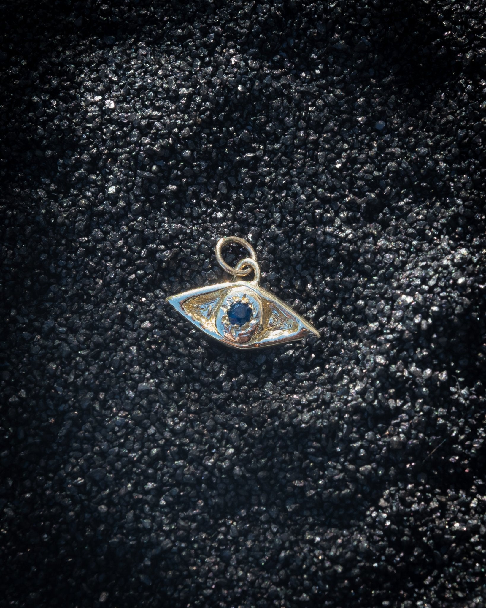 One of a Kind 14k Evil Eye Talisman with Blue Sapphire - Dea Dia