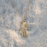 One of a Kind 14k Hand Talisman Charm with Milky Pink Sapphire - Dea Dia