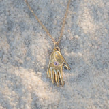 One of a Kind 14k Hand Talisman Charm with Milky Pink Sapphire - Dea Dia