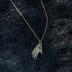 One of a Kind 14k Hand Talisman Charm with Milky Pink Sapphire - Dea Dia