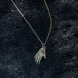 One of a Kind 14k Hand Talisman Charm with Milky Pink Sapphire - Dea Dia
