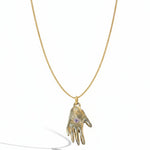 One of a Kind 14k Hand Talisman Charm with Milky Pink Sapphire - Dea Dia