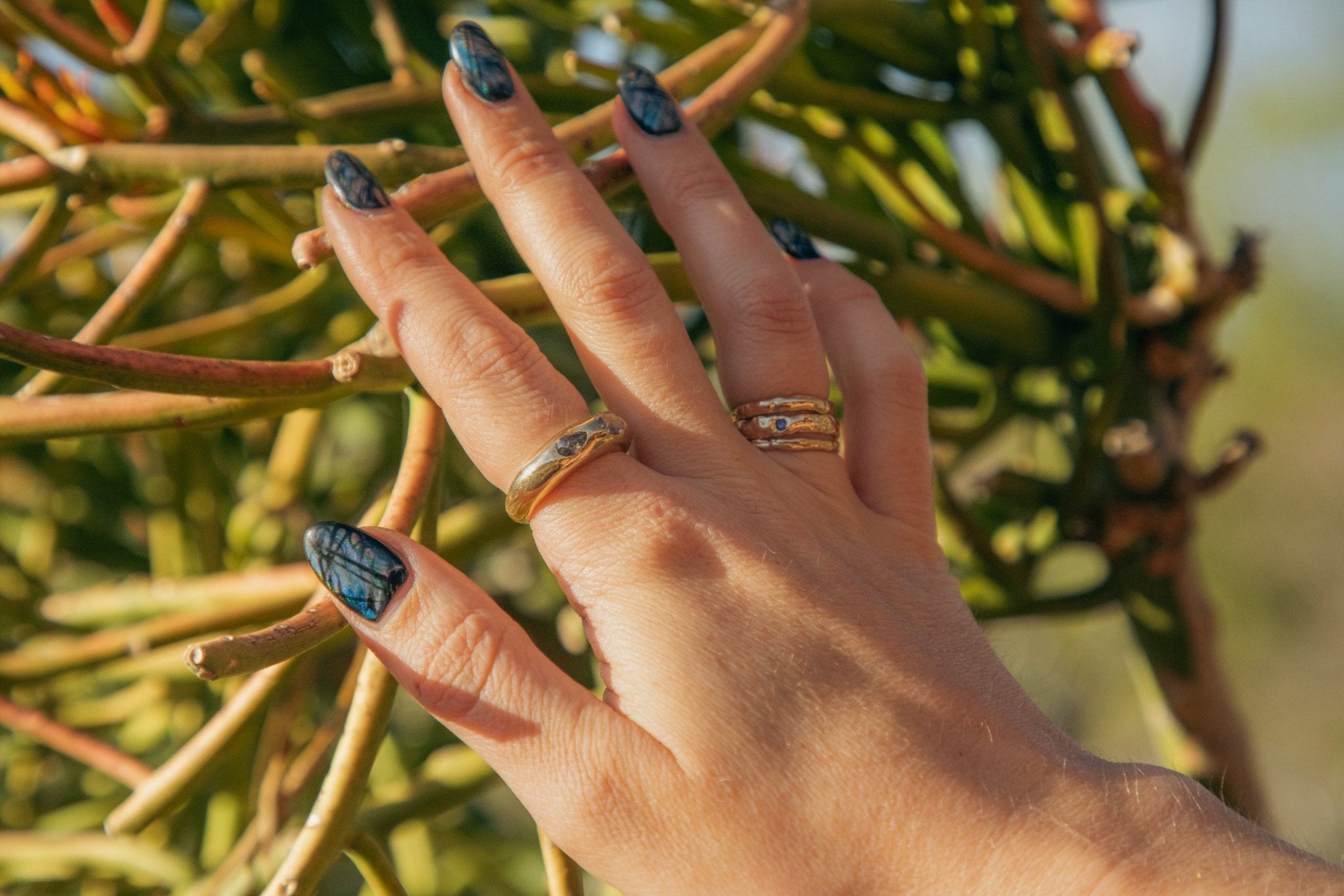 One of a Kind Terrain Sapphire Gold Ring - Dea Dia