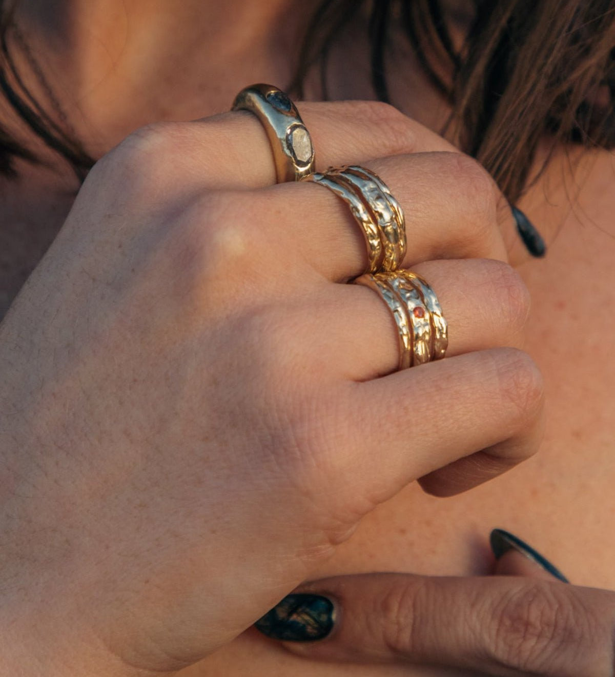 One of a Kind Terrain Sapphire Gold Ring - Dea Dia