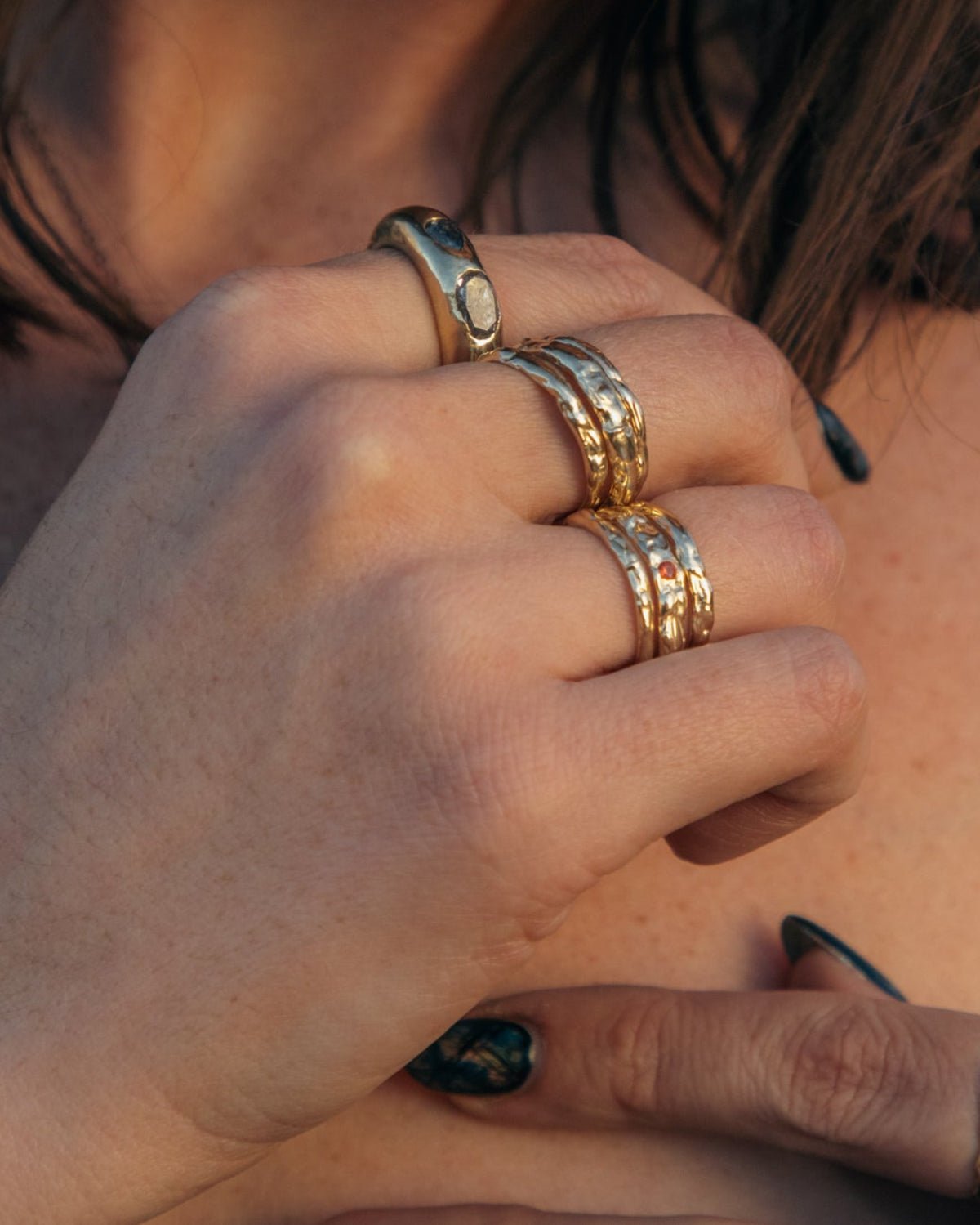 One of a Kind Terrain Sapphire Gold Ring - Dea Dia