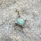 Opal Compass Charm, Australian Opal & Sapphire in Recycled Silver - Dea Dia