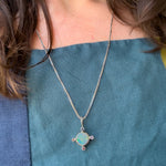 Opal Compass Charm, Australian Opal & Sapphire in Recycled Silver - Dea Dia