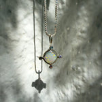 Opal Compass Charm, Australian Opal & Sapphire in Recycled Silver - Dea Dia